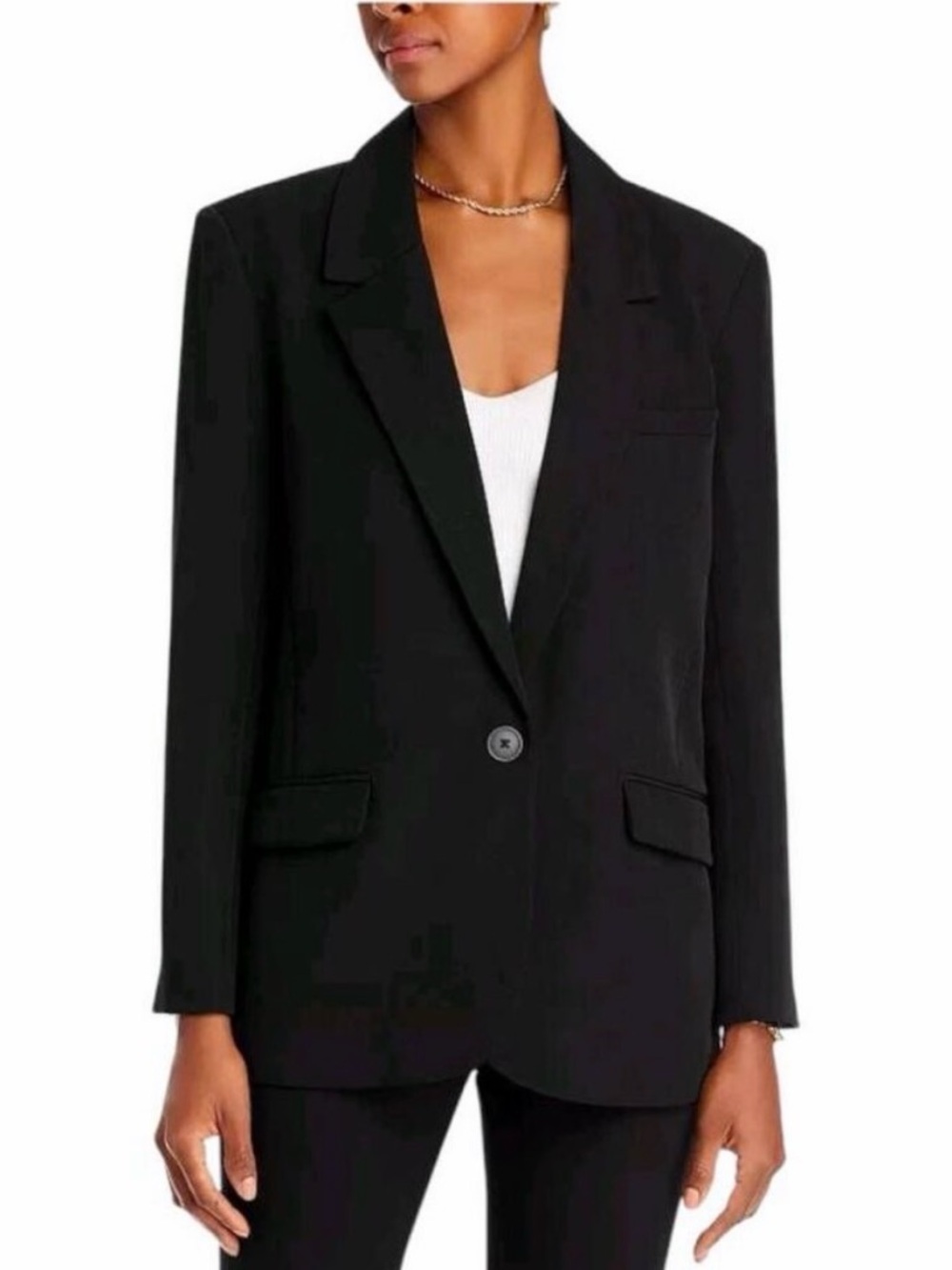 Aqua Oversized Black Linen Women's Blazer NWT